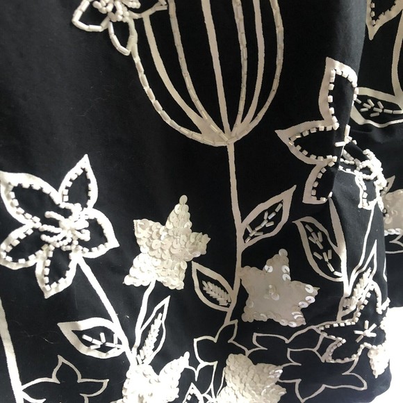 Gracie & Me Black & White Floral Midi Skirt w/Sequins & Beads Size 14 - Picture 5 of 9